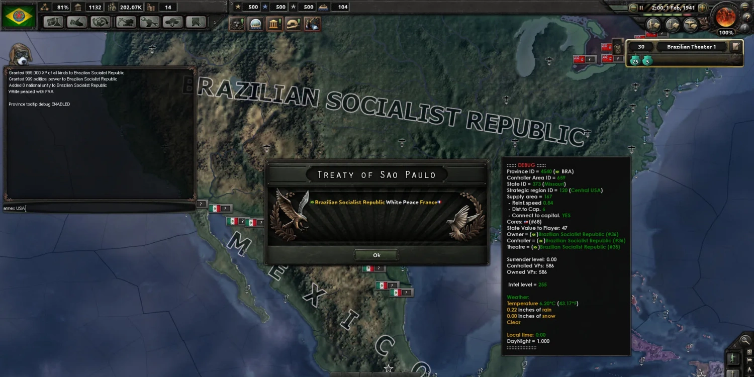 HOI4 konsol ekranı