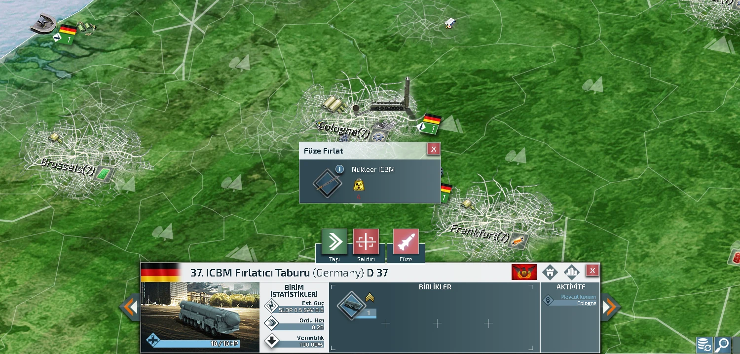 Nükleer füze fırlatıcı ile ICBM füze fırlatma