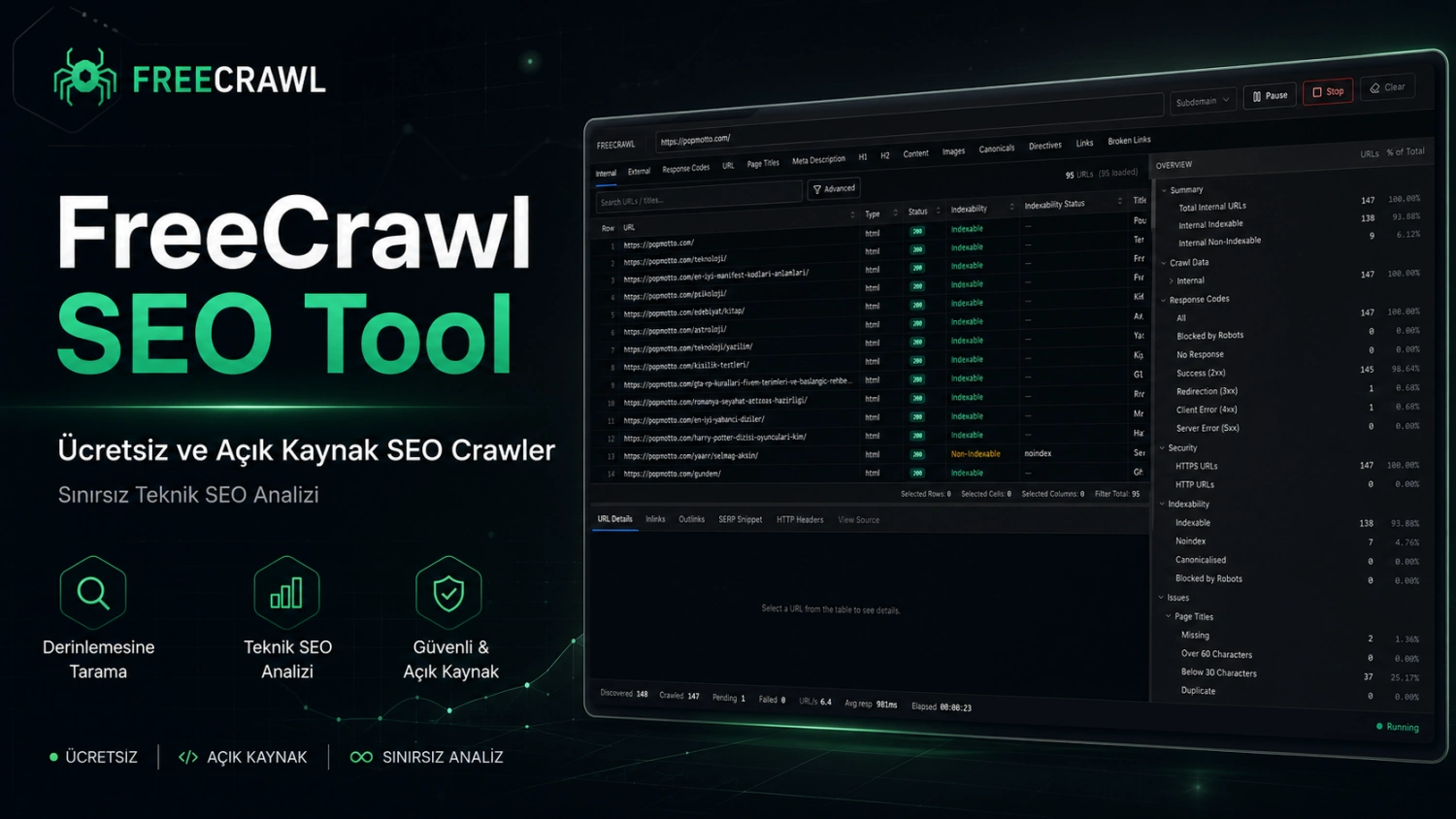FreeCrawl SEO aracı incelemesi